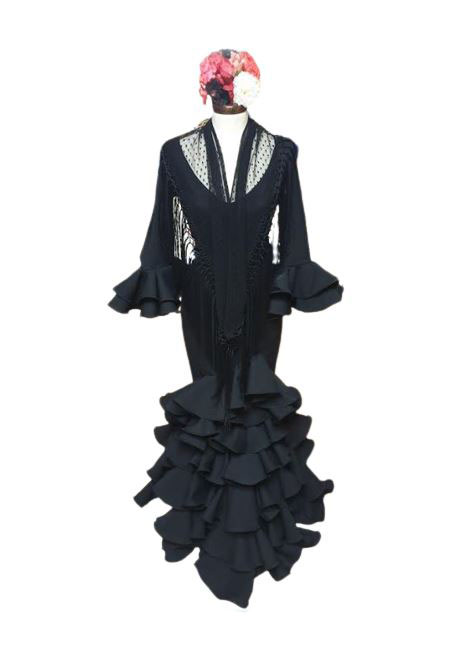 Châle plumeti flamenco pour les costumes de flamenco. Noir